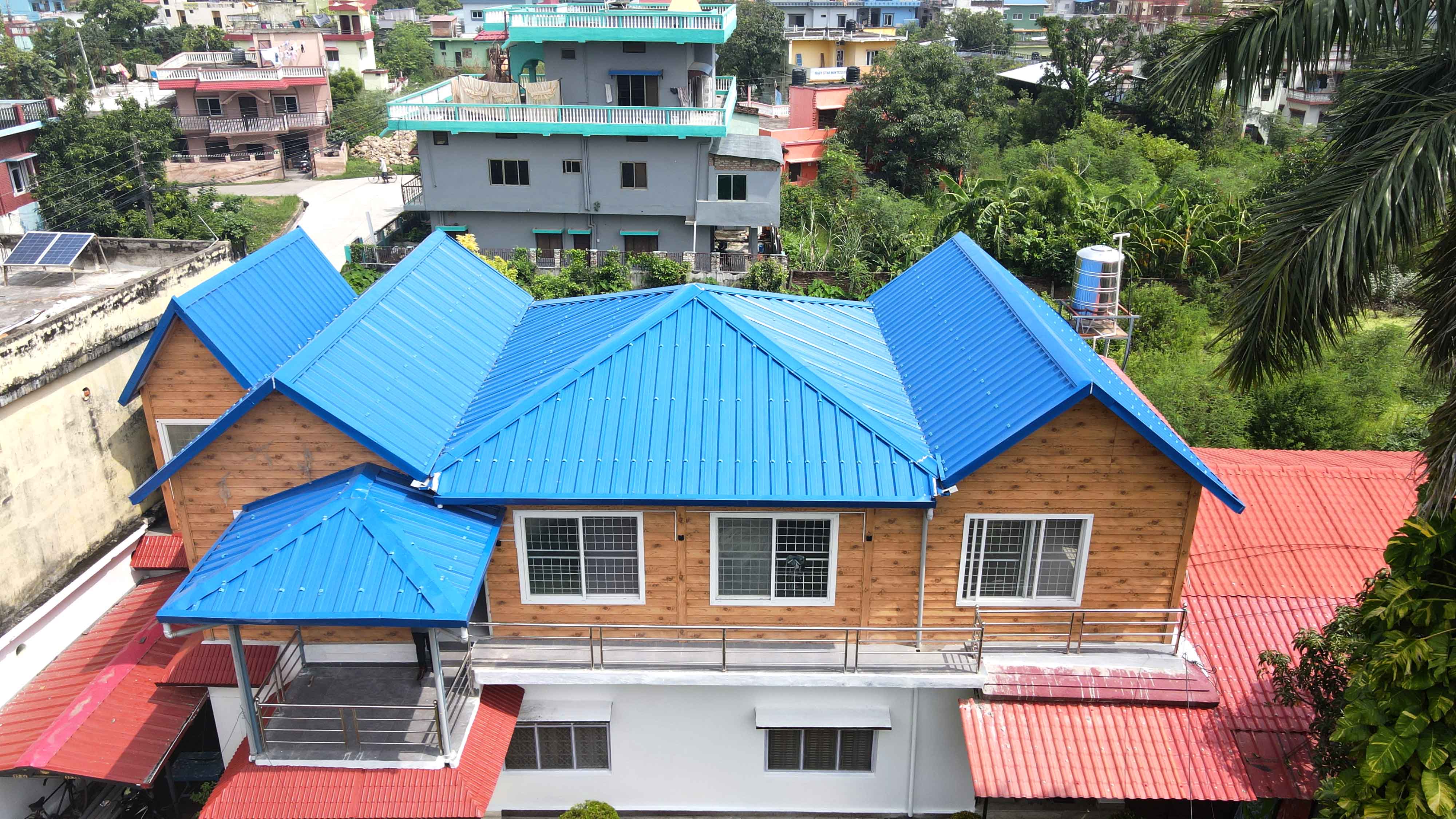 Roof Extension: Using Blue Roof, Wooden & RP Wall Panel - SY Panel Nepal